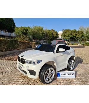 Coche electrico para niños BMW X6M 12v, color blanco de una plaza INDA157-X6MWT1PL